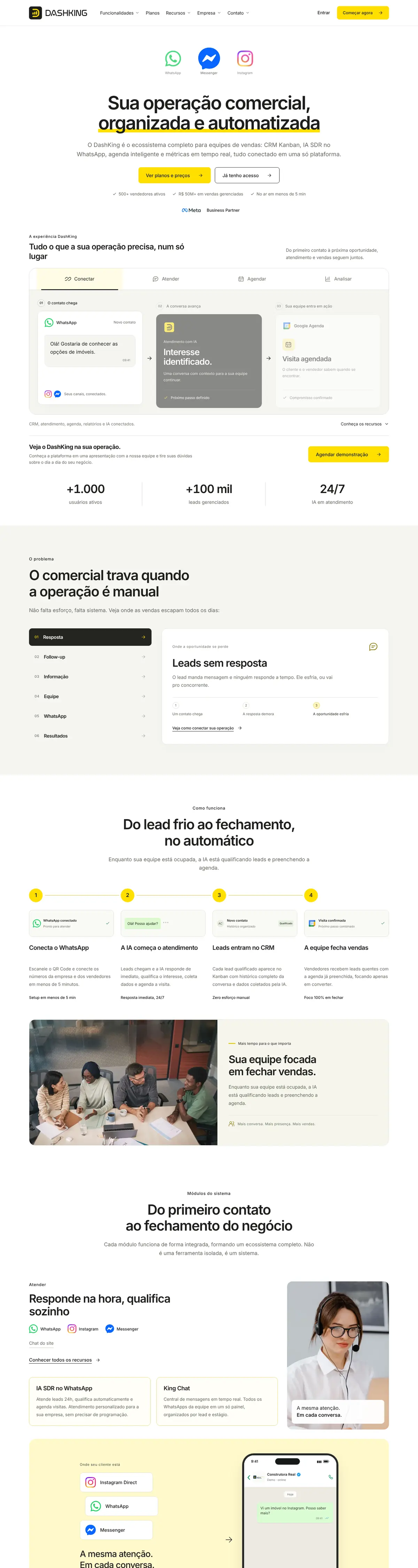 Full page of the DashKing website