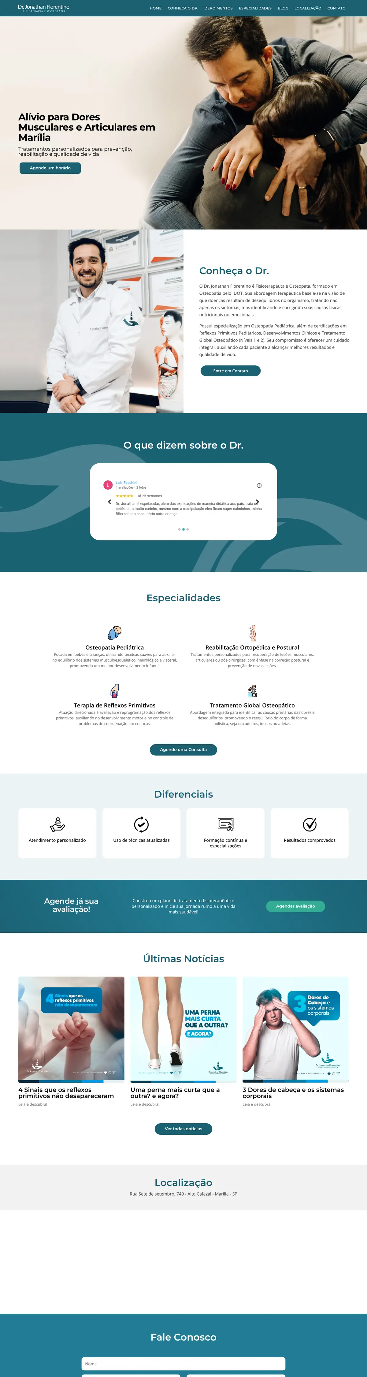 Full page of the Dr. Jonathan Florentino website