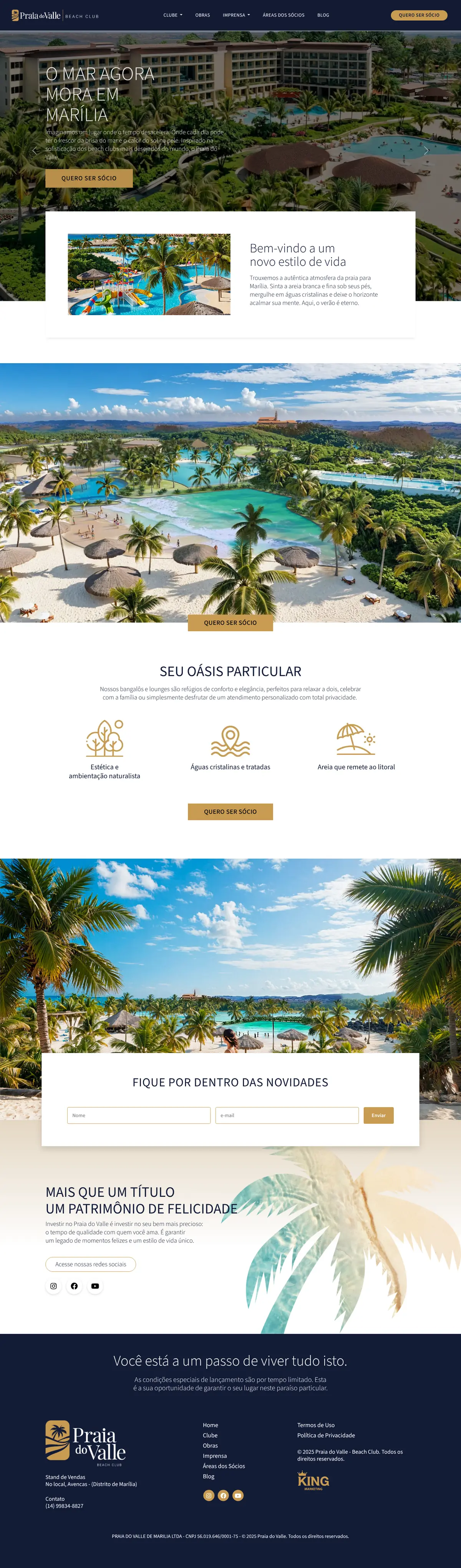 Full page of the Praia do Valle website