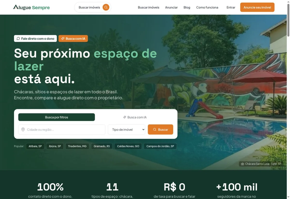 Captura do site Alugue Sempre